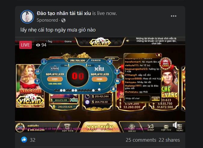 Facebook ngập quảng cáo cờ bạc, trò đỏ đen